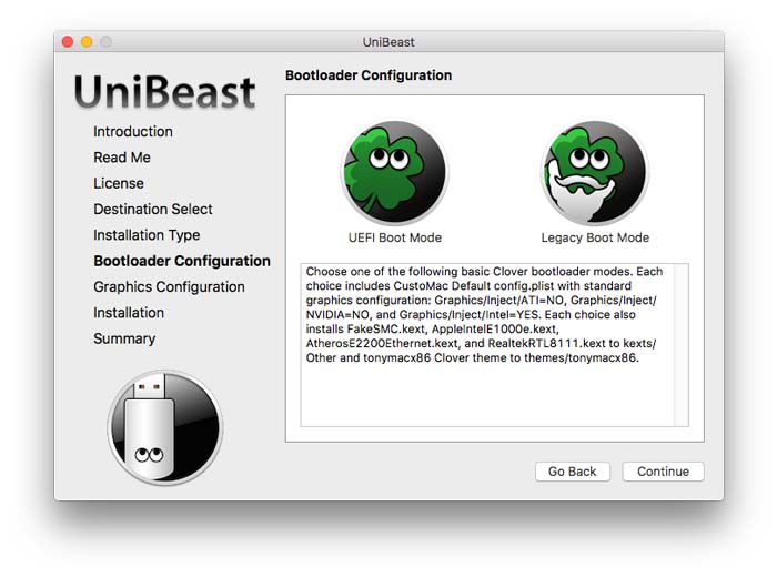 Select Bootloader Configuration Screenshot image